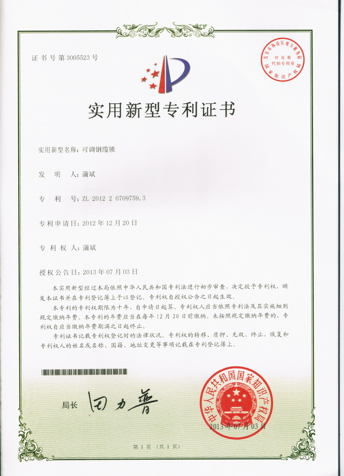 缆锁专利